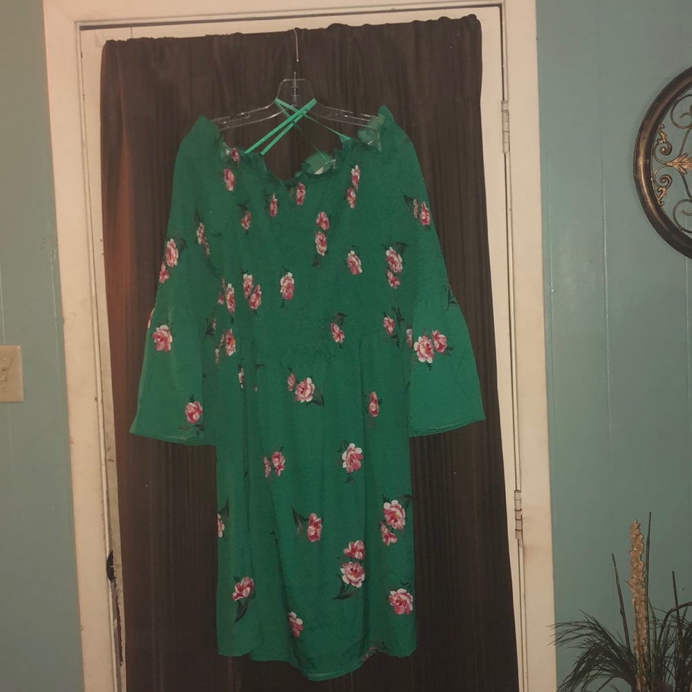 Green floral dress